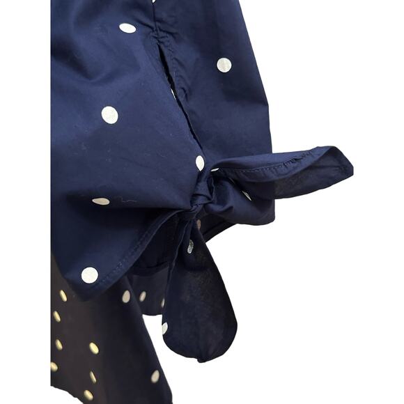 NWT H&M Blue and White Polka Dot Off the Shoulder Top Sz 10 - Picture 4 of 6